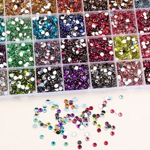 Diamantes de Imitación de Resina de Espalda Plana Coloridos Redondos Accesorios de Decoración de Uñas DIY Juego Mixto para Hacer Joyas Artesanales