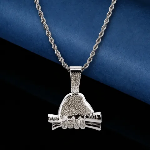 Hip Hop Rich Forever Iced Out Money Roll Vuist Hanger Ketting Voor Mannen Zinklegering Strass Cubaanse Touwketting Sieraden