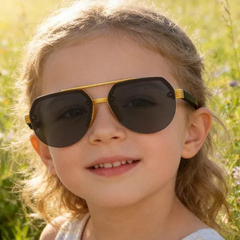 Occhiali da Sole Aviatore a Doppio Ponte per Bambini Moda Protezione UV Polarizzati per Ragazzi Ragazze Streetwear