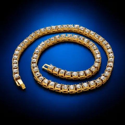 Collana Tennis Unisex 5mm in Lega con Strass a Fila Singola Oro Argento Oro Rosa Hip Hop Gioielli Regalo per Festa Quotidiana