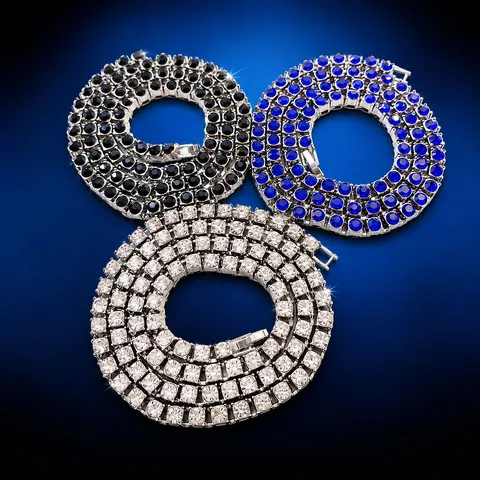 Collana Tennis Hip Hop Iced Out per Uomo Donna Lega Strass Singola Fila Gioiello Scintillante Streetwear Regalo
