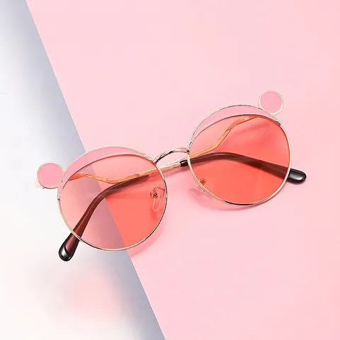 Kids Round Bear Ears Sunglasses Metal Frame UV400 Polarized Fashion Eyewear For Boys Girls Children Outdoor Sun Glasses
