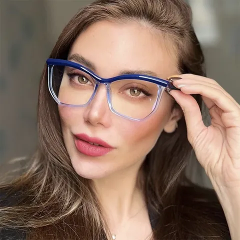 Irregular Polygon Blue Light Blocking Eyeglass Frame For Women Men Browline Design Decorative Flat Glasses For Computer Office Use
