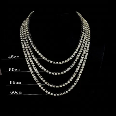 Collana Tennis Unisex 5mm in Lega con Strass a Fila Singola Oro Argento Oro Rosa Hip Hop Gioielli Regalo per Festa Quotidiana