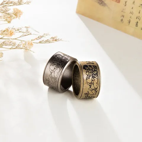 Japanischer Vintage Shunga Erotik Pflaumenblüte Relief Titanstahl Breiter Bandring Für Herren Damen Antik Bronze Silber
