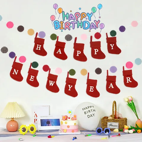 Knitted Christmas Stockings With Embroidered Alphabet Letter Red White Holiday Hanging Decoration Xmas Gift Bag Ornament