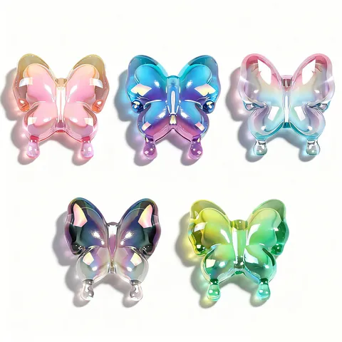 Cuentas de Acrílico de Mariposa con Degradado Iridiscente Para Fabricación de Joyas DIY Efecto Aurora Cuentas de Mariposa Transparentes Para Accesorios de Cadena de Teléfono