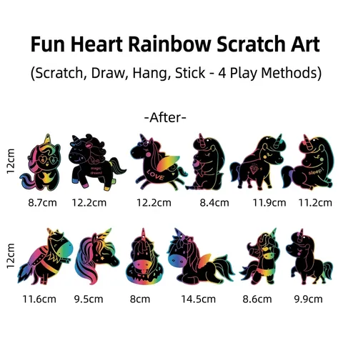 Unicorn Dinosaur Rainbow Scratch Art Paper Kit DIY Drawing Painting Toy For Kids Arts And Crafts Gift Hanging Decoration