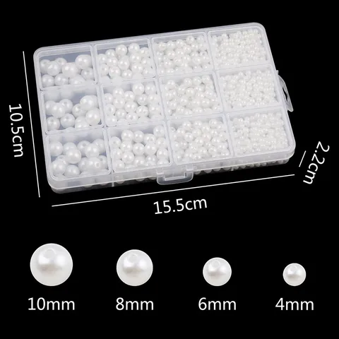 Cuentas de Perlas Artificiales en Caja Accesorios para Joyería DIY Cuentas de Plástico ABS Redondas para Collar Pulsera