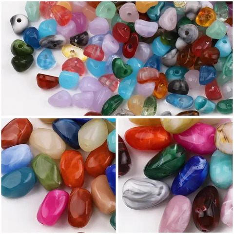 Cuentas de Piedra Acrílica Irregulares Patrón de Mármol Colorido Cuentas Heteromórficas Pre-Perforadas Accesorio de Joyería DIY