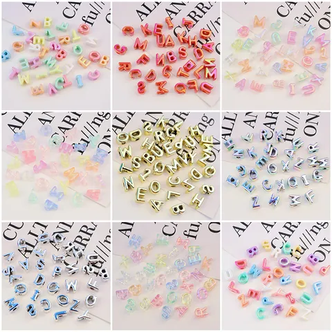 Cuentas de Alfabeto de Acrílico Chapadas en UV Cuentas Sueltas de Orificio Grande para Cadena de Teléfono DIY Accesorios de Joyería