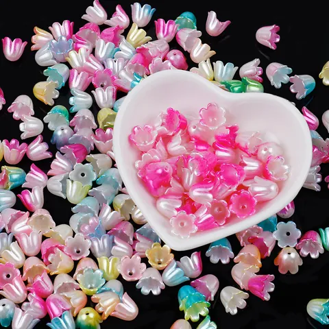 Cuentas de Flores de Lirio de los Valles Acabado Perlado Plástico ABS Cuentas Sueltas para Collar Pulsera DIY Accesorios de Joyería Hechos a Mano