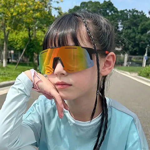 Kids One Piece Large Frame Cycling Sunglasses Outdoor Windproof Sport Eyewear For Boys Girls UV400 Protective Sun Glasses