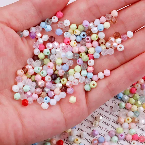 Cuentas Biconas de Acrílico de 4mm Color Caramelo Cuentas Cortadas Facetadas Colores Macaron Mixtos Agujero Recto Cuentas Sueltas Accesorios Joyería DIY