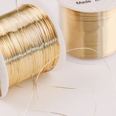 Alambre de Cobre Chapado en Oro de 18K Resistente al Deslustre Hilo de Metal para Cuentas para Fabricación de Joyas DIY Accesorios para el Cabello