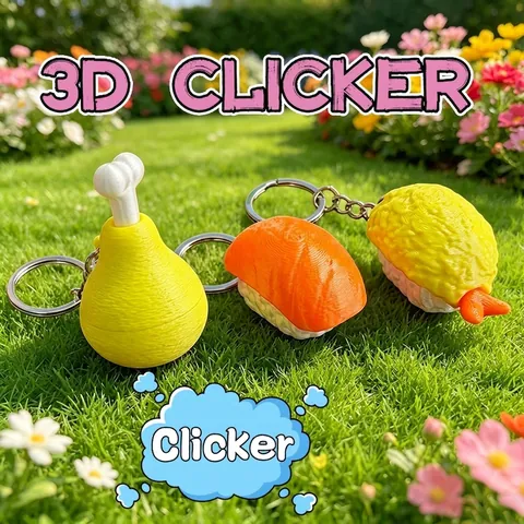 Kreativer 3D-gedruckter Lebensmittel Fidget Klicker Schlüsselanhänger Stressabbau Spielzeug Simuliertes Sushi Hähnchenkeule Tomate Ei