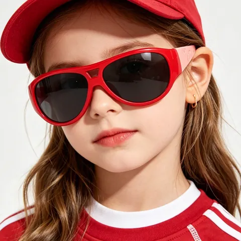 Occhiali da Sole Aviatore Bambini Ragazzi Ragazze Protezione UV400 Doppio Ponte Stile Pilota Colore Contrasto Moda per Viaggi All'aperto