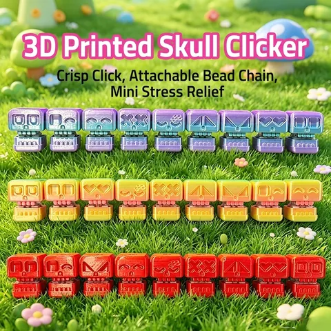 3D Gedruckter Halloween Totenkopf Fidget Clicker Schlüsselanhänger Stressabbau Spielzeug Lustiges Schreibtisch Ornament Geschenk