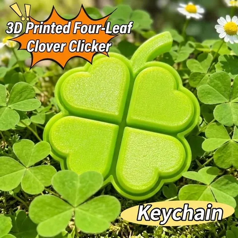 3D Printed Clover Fidget Clicker Stress Relief Toy With Mechanical Switch Portable Clover Shape Keychain For Office Home