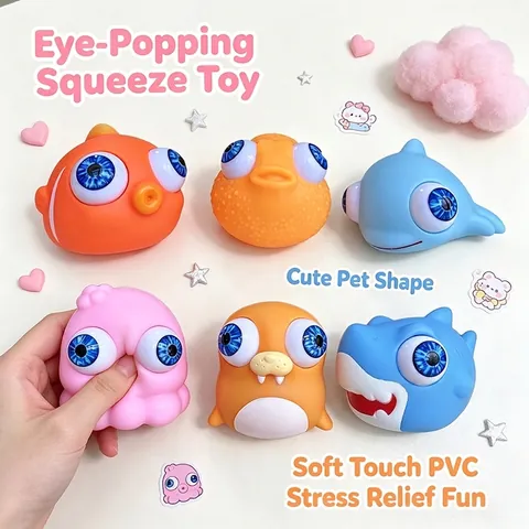 Eye Popping Marine Animal Squishy Toy Soft PVC Shark Octopus Stress Relief Squeeze Fidget Toy For Kids Adults Office Gift