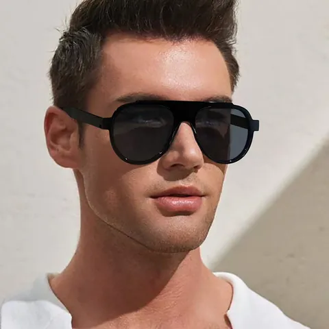 Sunglasses Men Oversized Fashion Driving Shades UV400 Protection Square Pilot Frame Ins Style European Outdoor Eyewear