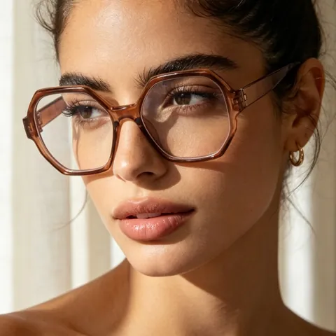 Retro Polygonal Sunglasses For Women Men Anti-Blue Light Eyeglasses Fashion Geometric PC Frame UV400 Ins Style All-match Glasses
