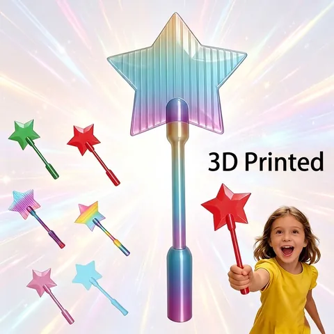 3D-Gedruckter Stern Zauberstab Kreditkarten-Greifer Regenbogen PLA Feenstab Dekoratives Requisit Für Party Rollenspiel Geschenk