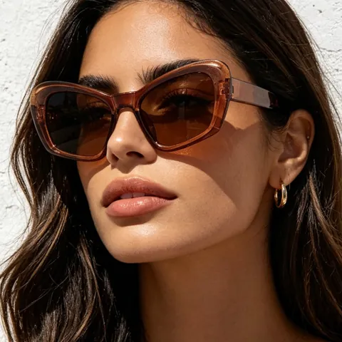 Women Oversized Cat Eye Sunglasses Fashion Trendy Large Frame UV400 Protection PC Sun Glasses For Outdoor Travel Party Wear