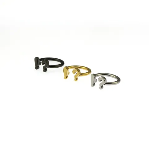Retro Titanstahl Offener Ring Für Paare Personalisiertes Symbol Ausrufezeichen Fragezeichen Verstellbarer Trendy Punk Mode Fingerring