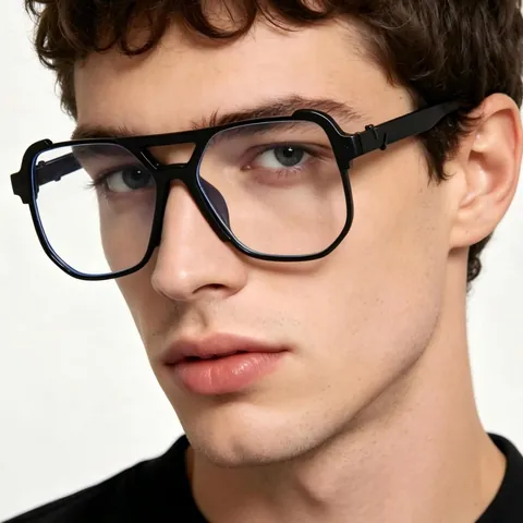 Vintage Aviator Anti-Blaulicht Brillengestelle Für Damen Herren Retro Große Quadratische Optische Modebrille Ohne Stärke
