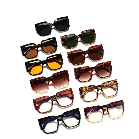 Women Vintage Square Cat Eye Sunglasses Large Frame PC UV400 Protection Fashion Sun Glasses For Travel Outdoor Daily Wear