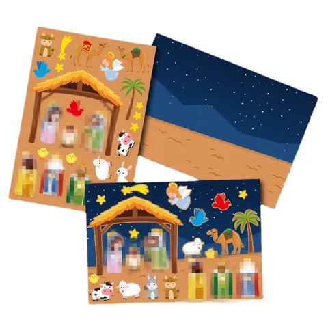 Nativity Scene DIY Sticker Set For Kids Christmas Manger Story Bethlehem Star Wall Decal Religious Craft Activity Gift