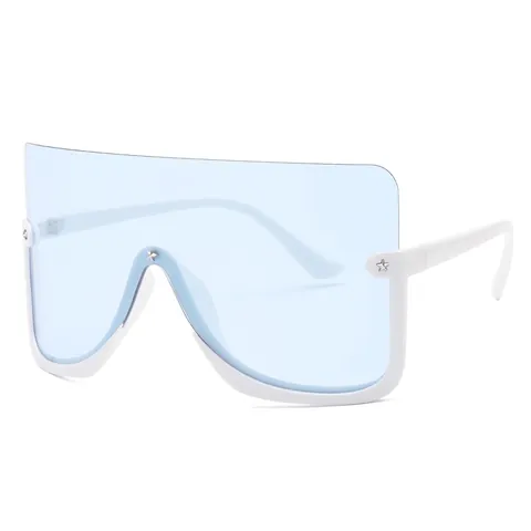 Oversized Shield Sunglasses For Women Men Futuristic One Piece Lens UV400 Protection Star Rivet Decor Fashion Eyewear