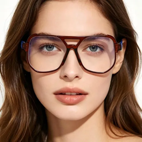 Vintage Aviator Anti-Blaulicht Brillengestelle Für Damen Herren Retro Große Quadratische Optische Modebrille Ohne Stärke