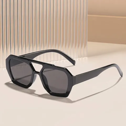 Bohemian Vintage Double Bridge Irregular Sunglasses For Women Men Fashion PC Frame AC Lens UV400 Protection Polygonal Shades