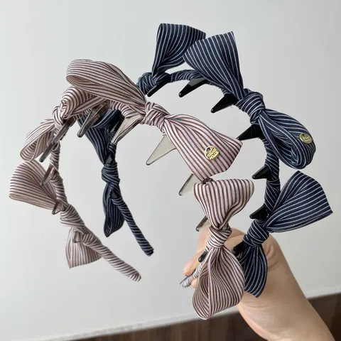 Fascia per Capelli con Fiocco a Righe Vintage Con Pettine Retro Stile Coreano Per Donna Accessori per Capelli Moda