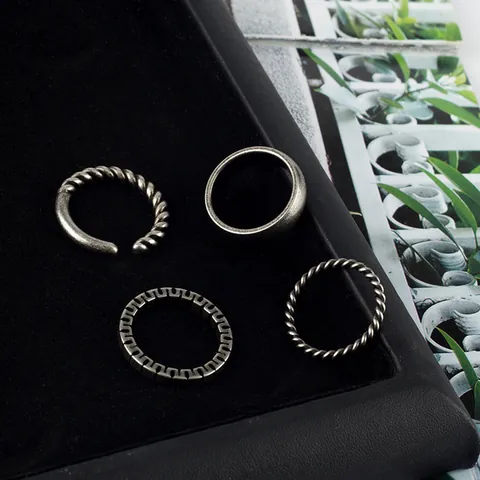 Retro Titanstahl Gedrehtes Seil Ring Antiksilber Distressed Finish Offener Ring Unisex Mode Schmuck Fingerring