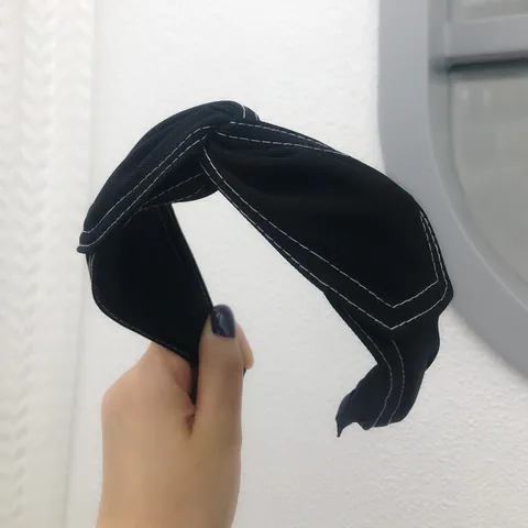 Cerchietto per Capelli Retrò da Donna con Nodo Incrociato Largo e Cuciture a Contrasto in Tessuto Stile Coreano Semplice