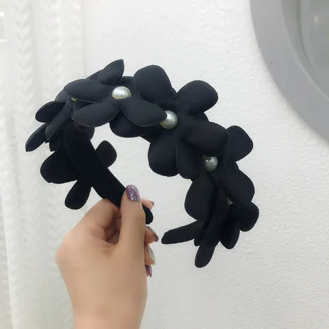Cerchietto Floreale con Perle Artificiali in Stile Francese Fascia per Capelli in Tessuto Elegante per Donna Gioielli