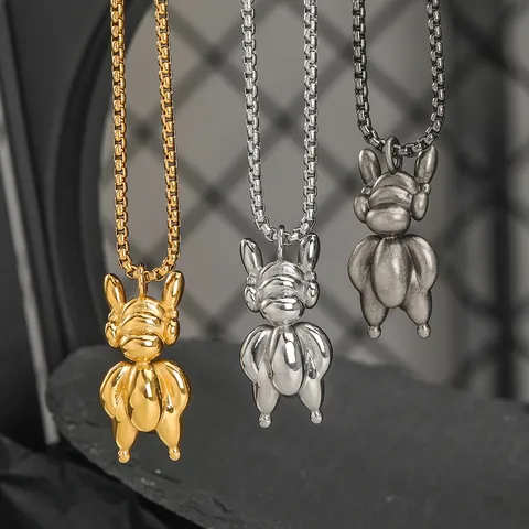 Stainless Steel Dragon Pendant Necklace Balloon Style Zodiac Animal Jewelry Polished Box Chain Necklaces For Men Women