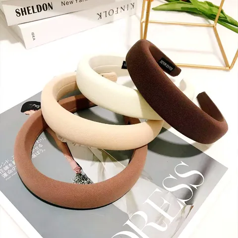 Cerchietto Francese Rétro Largo in Spugna Corona Alta Fascia Capelli Tinta Unita in Tessuto per Donna Lavaggio Viso Accessori Quotidiani