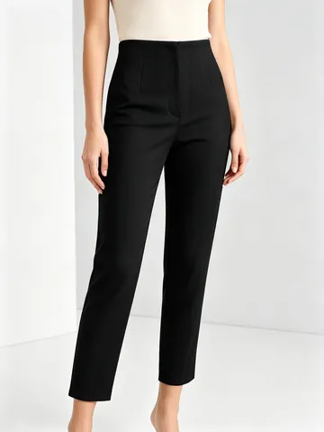 Damen Hohe Taille Karottenhose Elegant Pendeln Einfarbig Knöchellang Slim Fit Gestrickt Polyester Hose Unterteil