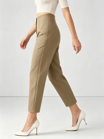 Damen Hohe Taille Karottenhose Elegant Pendeln Einfarbig Knöchellang Slim Fit Gestrickt Polyester Hose Unterteil