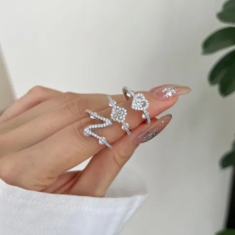 S925 Sterling Silver Open Ring For Women Heart Four Leaf Clover Z-Shape Inlaid Zirconia Gold Silver Plated Fashion Jewelry Gift