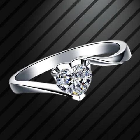 Elegant Heart Shaped Zirconia Ring For Women Copper Zircon Inlaid Minimalist Jewelry Valentines Day Gift