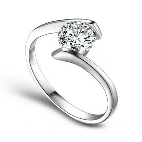 Elegant Copper Bypass Zirconia Ring For Women Simple Korean Style Shining Round Cut Zirconia Wedding Engagement Finger Ring