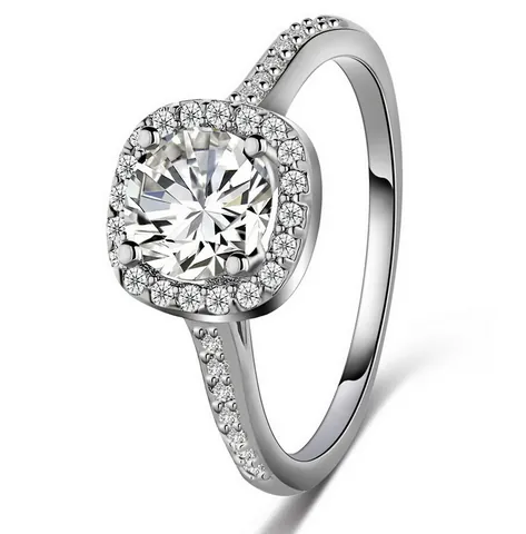 Retro Eight Hearts And Eight Arrows Zirconia Ring For Women White Gold Plated Copper Halo Engagement Ring Jewelry Gift