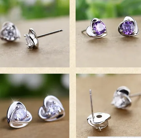 Heart Shaped Zirconia Jewelry Set For Women Copper Inlaid Zircon Necklace Ring Stud Earrings Wedding Elegant Accessories