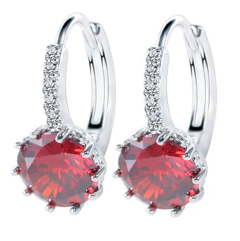 Fashion Korean Style Round Zirconia Hoop Earrings Copper Electroplated Shiny Zircon Jewelry For Women Daily Banquet Accessories