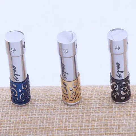Personalized Stainless Steel Perfume Bottle Pendant Only Without Chain Hollow Floral Rhinestone Inlaid Memorial Diffuser Pendant Jewelry For Women Men